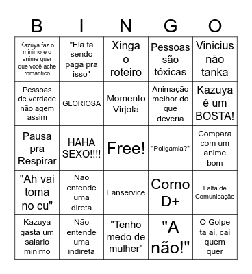 Rent a MIDfriend Bingo Card