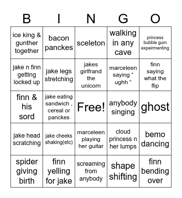 adventure drinkin time Bingo Card