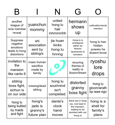 hongers canto Bingo Card