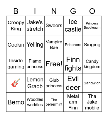 Adventure Drinkin Time Bingo Card