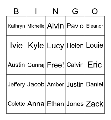 Friends Bingo Card