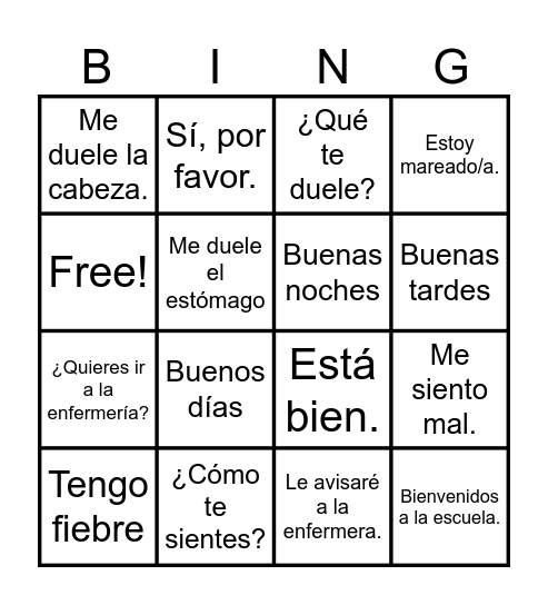 Building Bridges: Basic Conversational Spanish for School Staff Bingo Card