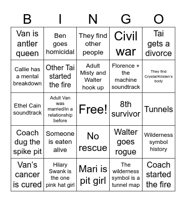 Yellowjackets Bingo Card