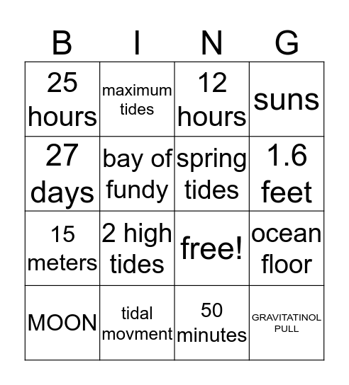 HOW TIDES FORM Bingo Card
