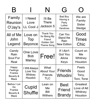 Falentine (Family & Friends Valentine) Bingo Card