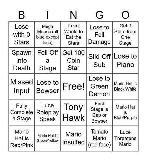 IronMario Bingo Card