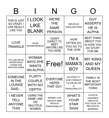 LOVE IS BLIND BINGO Card