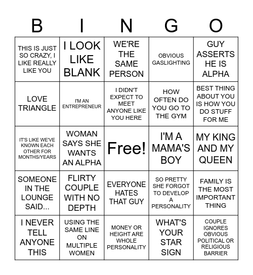 LOVE IS BLIND BINGO Card