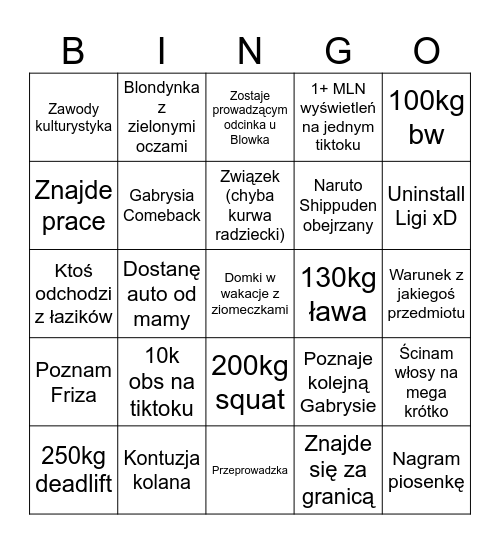 2025 Bingo Card