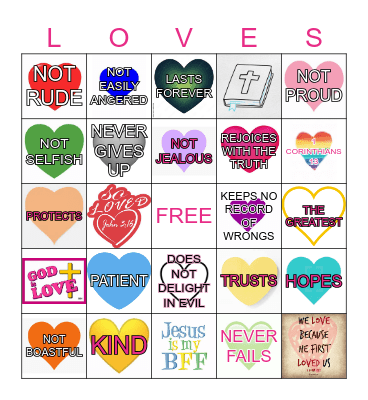 1 Corinthians 13 Valentine's Day Bingo Card