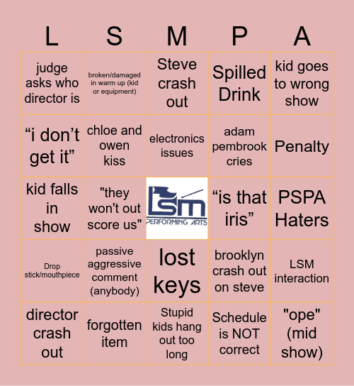 Show Day Bingo Card