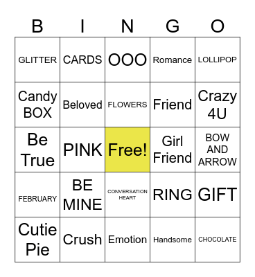 Valentine's Day Bingo Card