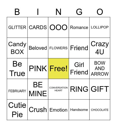 Valentine's Day Bingo Card