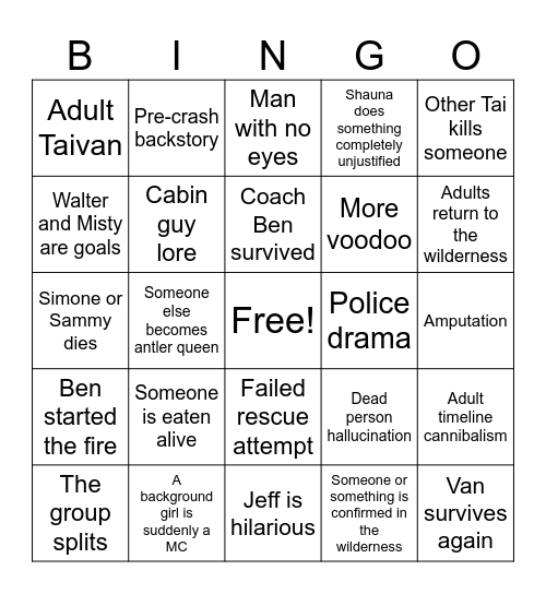 Yellowjackets Season 3 Bingo Card