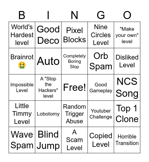 GD Bingo Card