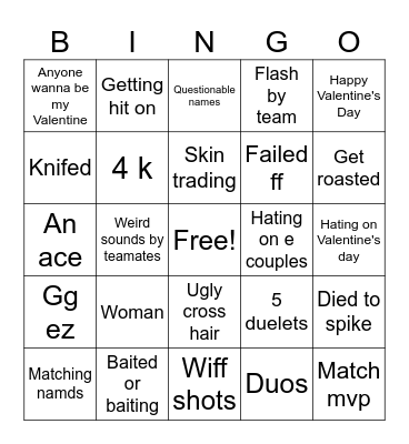 Valorant Bingo Card