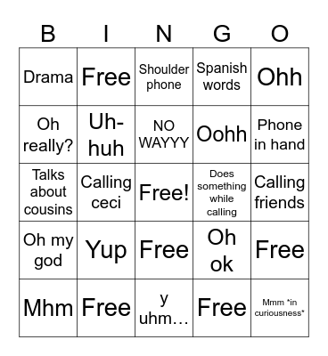 Mom calling bingo Card