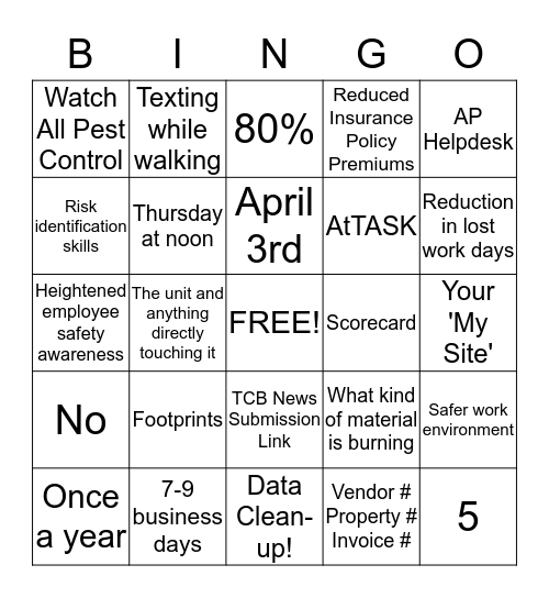 Key Takeaway BINGO! Bingo Card