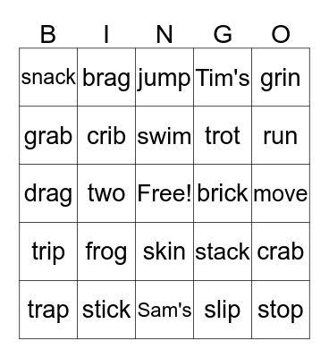 Lesson 1.5 r/s blends, HFW Bingo Card