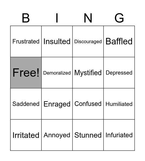 I'm totally baffled! Bingo Card