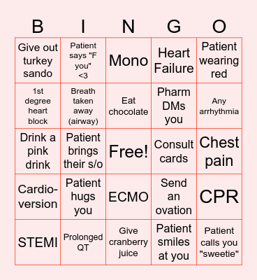 ER Valentines BINGO Card