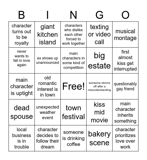 Everyday Hallmark Bingo Card