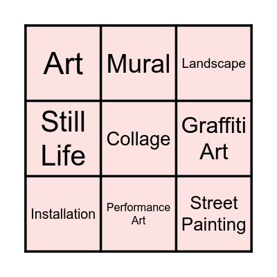 Types of Art Bingo Card