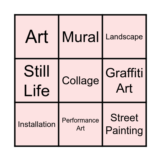 Types of Art Bingo Card