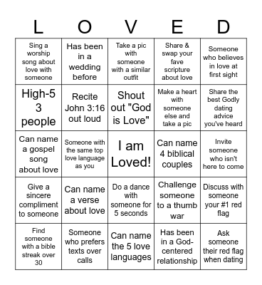 Love Connection Bingo Card