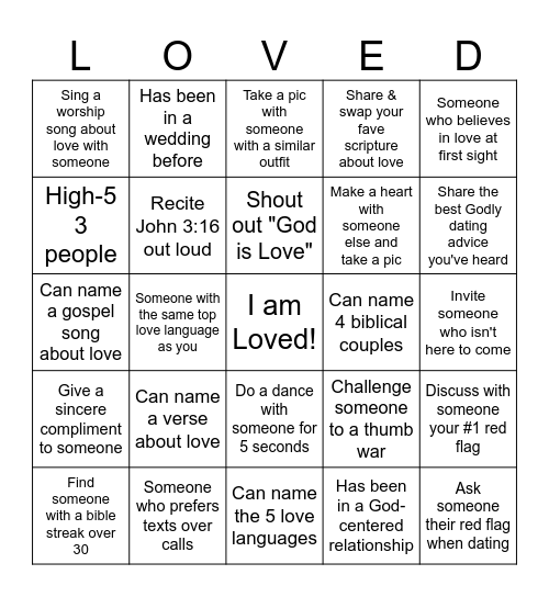 Love Connection Bingo Card