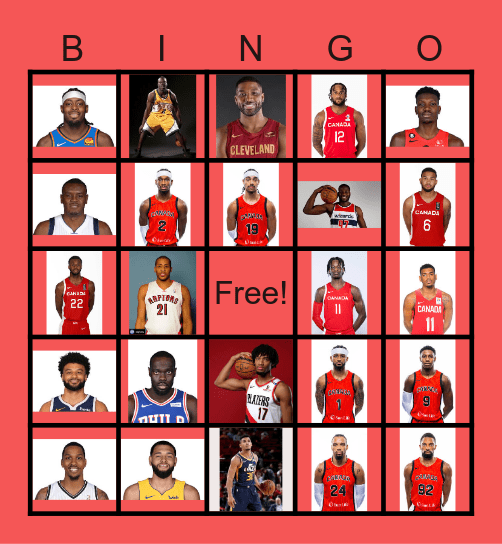 Black Canadian NBA Player Bingo Card