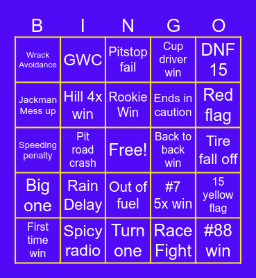 Xfinity Bingo Card
