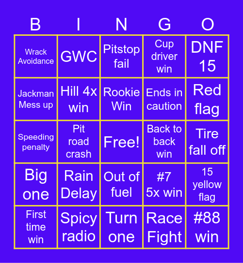 Xfinity Bingo Card