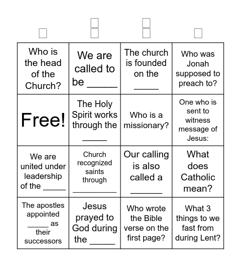 Chapter 18 Bingo Card