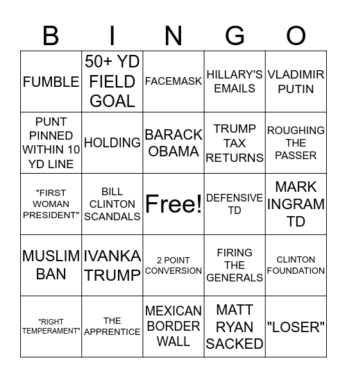 MONDAY SHOWDOWN Bingo Card