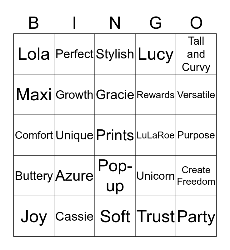 LulaRoe Bingo Card