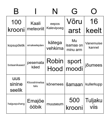 Meie suured tegijad Bingo Card
