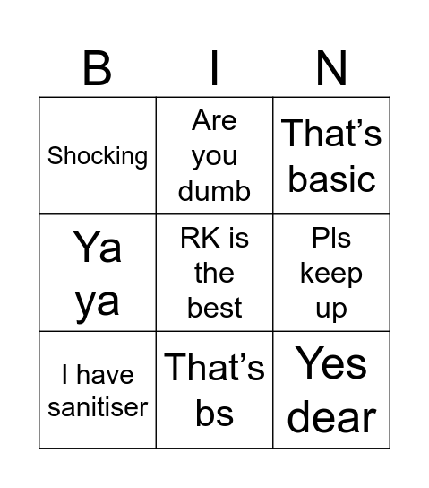 What would Nisthula say! Bingo Card