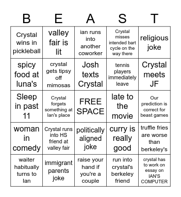 VALENTINES DATE RAHHHHHHHH Bingo Card