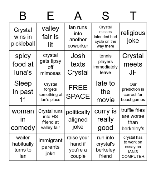 VALENTINES DATE RAHHHHHHHH Bingo Card
