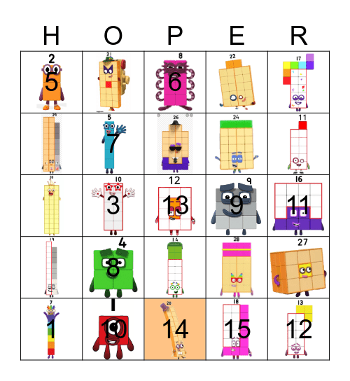 Number blocks Bingo Card