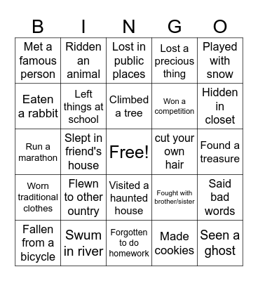 Have You Ever Bingo Card