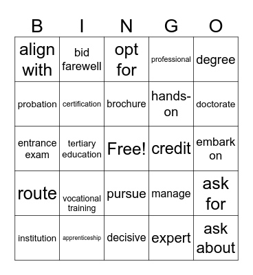 BINGO U7 Bingo Card