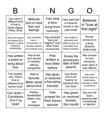 Human Bingo: Love Edition Bingo Card
