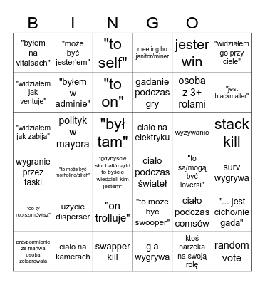 among us z debilami(town of us) Bingo Card