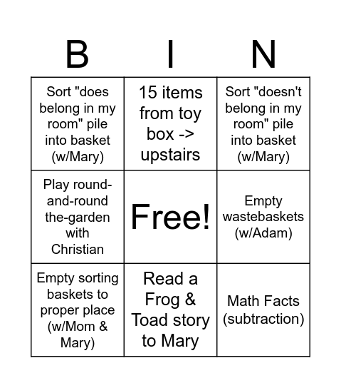 Marta Bingo Card