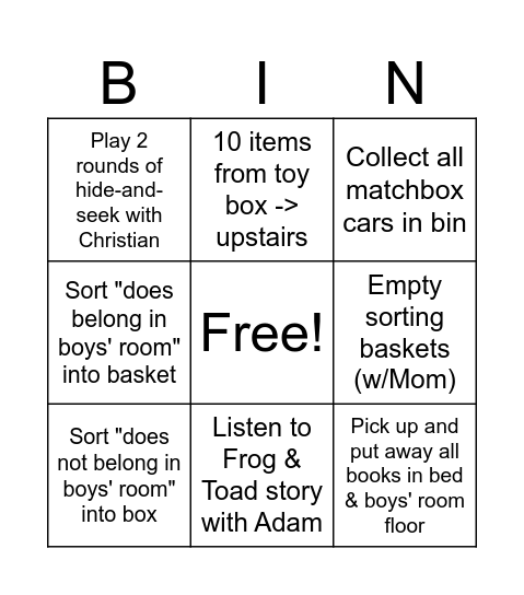 Luke Bingo Card