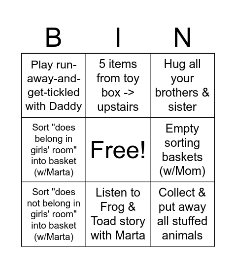 Mary Bingo Card