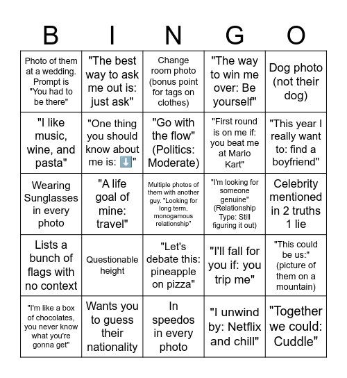 Gay Hinge Bingo Card