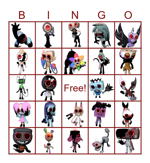 Dandy's World Twisted Bingo Card